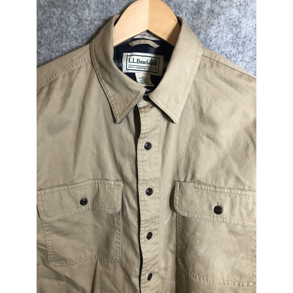 L.L.Bean Shirt Mens MT Flannel Lined Hurricane Shacket Hike Camp Fish